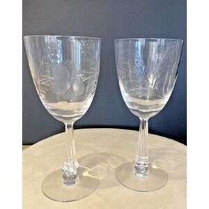 Tiffin Franciscan Catherine #17434 Stem Crystal Tall Water Goblet Set Of 2, 7.5”